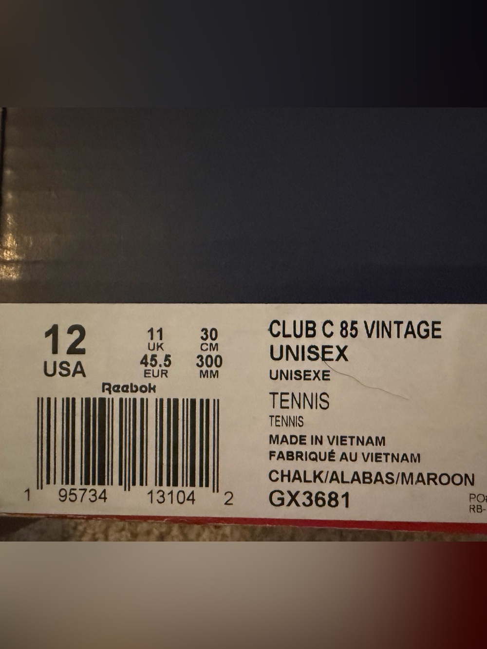 Reebok Club C 85 Cream w Maroon Accents